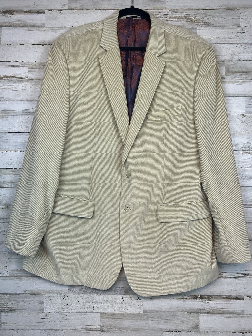 Afazzy New York Vovage Beige Paisley Interior Dress Blazer Mens 46R